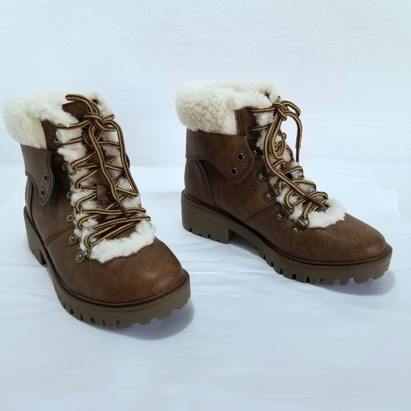 NWT Unionbay Brown Sherpa Ankle Boots Lace_up - Picture 4 of 9